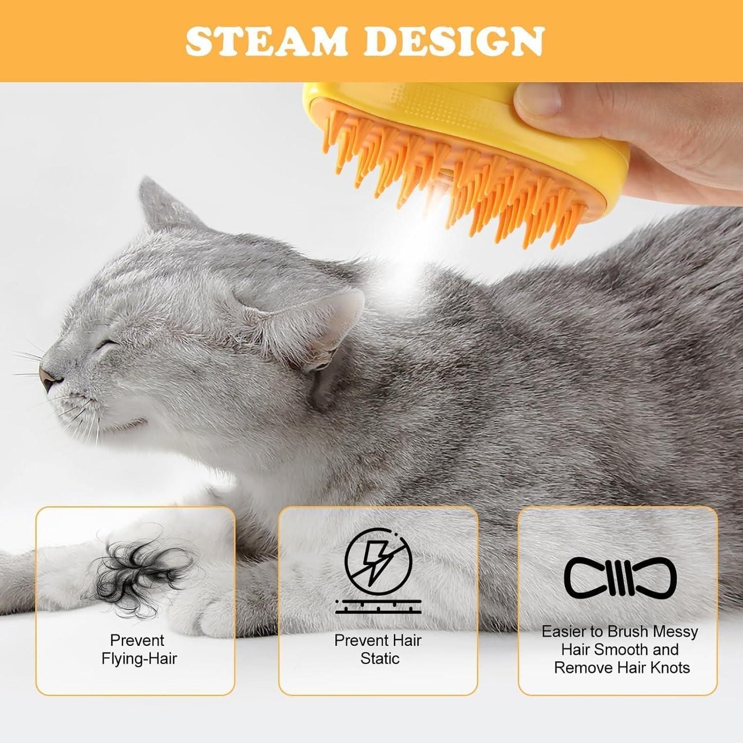 SteamCare™ Steaming Pet Hairbrush: