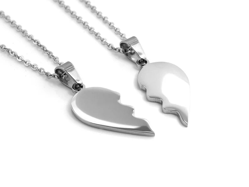 HeartLink™ Silver-Plated Couple Pendant Set